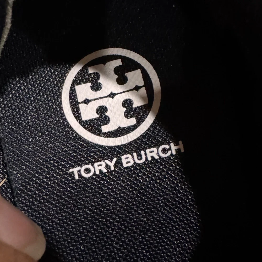 Tory Burch Black and Cream Women's Annie nylon suede runner Sneakers size 6